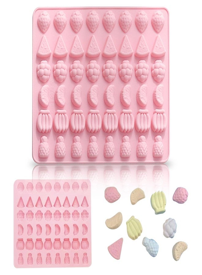 Ysqool Fruit Snack Molds Silicone,48 Cavities Non-Stick Gummy Candy Mold Mini Silicone Mold for Baking Candy Chocolate Gummies Jelly Making,Pink - Image 1