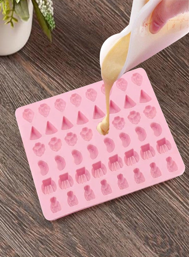 Ysqool Fruit Snack Molds Silicone,48 Cavities Non-Stick Gummy Candy Mold Mini Silicone Mold for Baking Candy Chocolate Gummies Jelly Making,Pink - Image 4