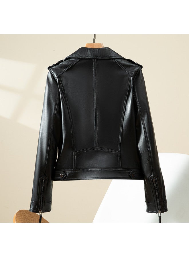 Fapai Counter Same Style Leather Jacket Trendy Motorcycle Jacket Lapel Leather Coat Women Leather Jacket Women - Image 3