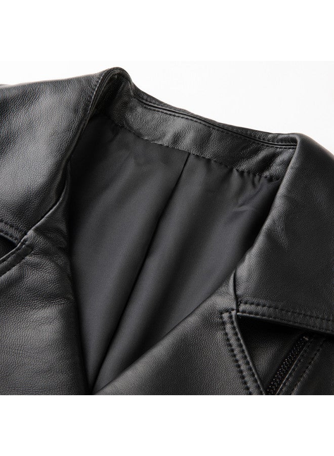 Fapai Counter Same Style Leather Jacket Trendy Motorcycle Jacket Lapel Leather Coat Women Leather Jacket Women - Image 5