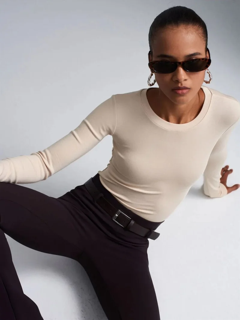 Dilvin DILVIN Slim Fit Crew Neck Jersey Bodysuit