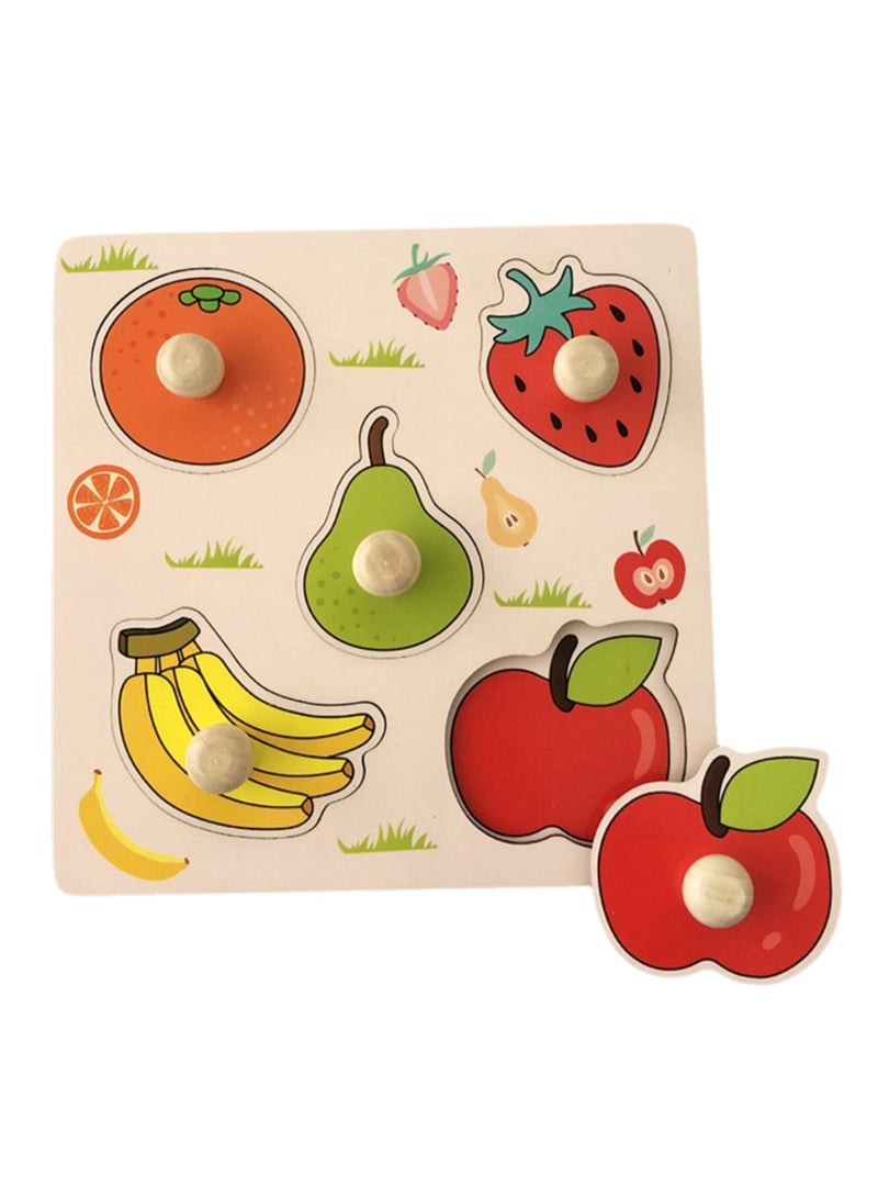 5.9 Inch Fruit Style 1-3 Years Old Wooden Peg Jigsaw Puzzle Toy With Handle, Baby Kids Fine Motor Skills Learning Educational Montessori Jigsaw Puzzle, Ideal Gift For 1 - 2 - 3 Years Old Boys And Girls - Image 1