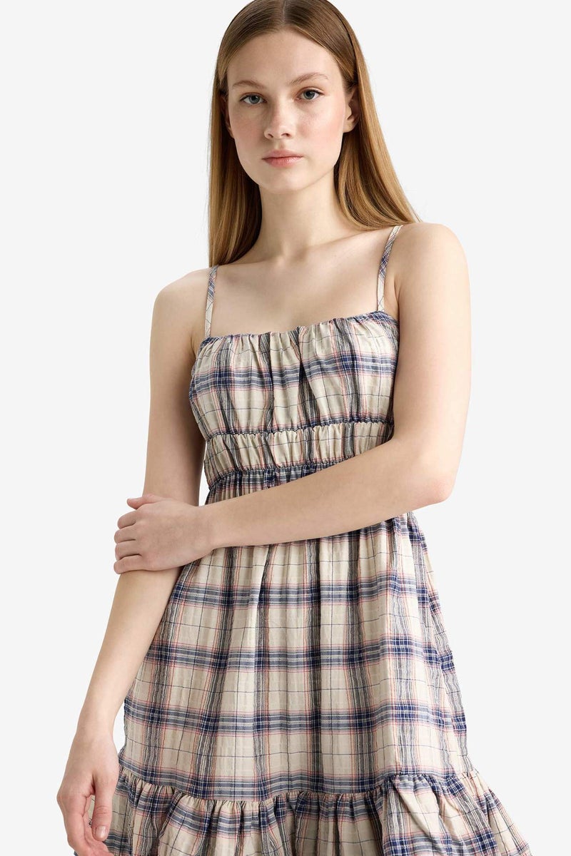 DeFacto Strappy Plaid Mini Dress - Image 3