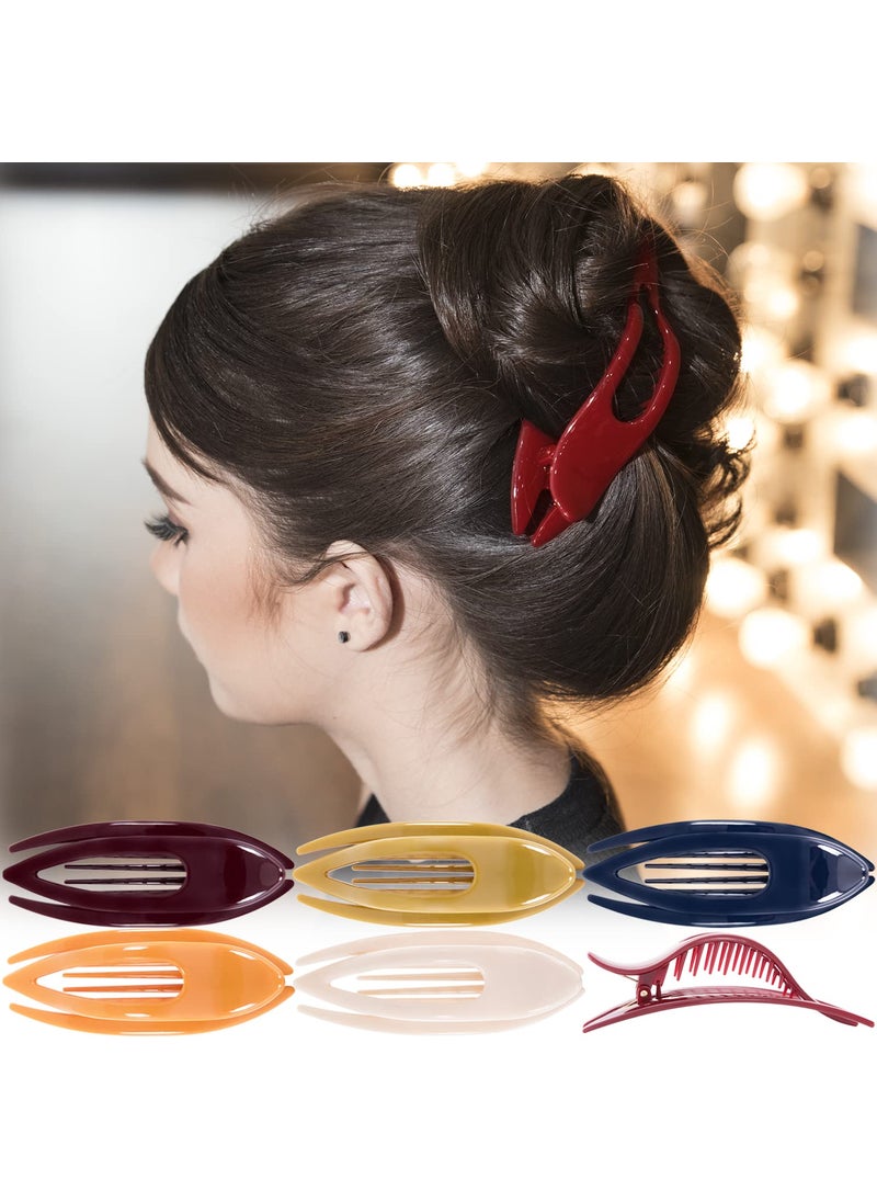 RC ROCHE ORNAMENT RC ROCHE ORNAMENT 6 Pcs Womens French Concord Curved Hair Clip No Slip Strong Grip Comfortable Hold Girls Ladies Beauty Accessory Fashion Pin Teeth Clamp Large Classic Multicolor 