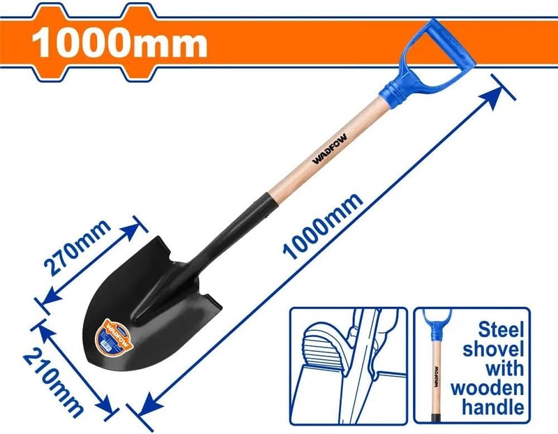 WADFOW WSE1347 Steel Shovel, 100 cm Length - Image 2