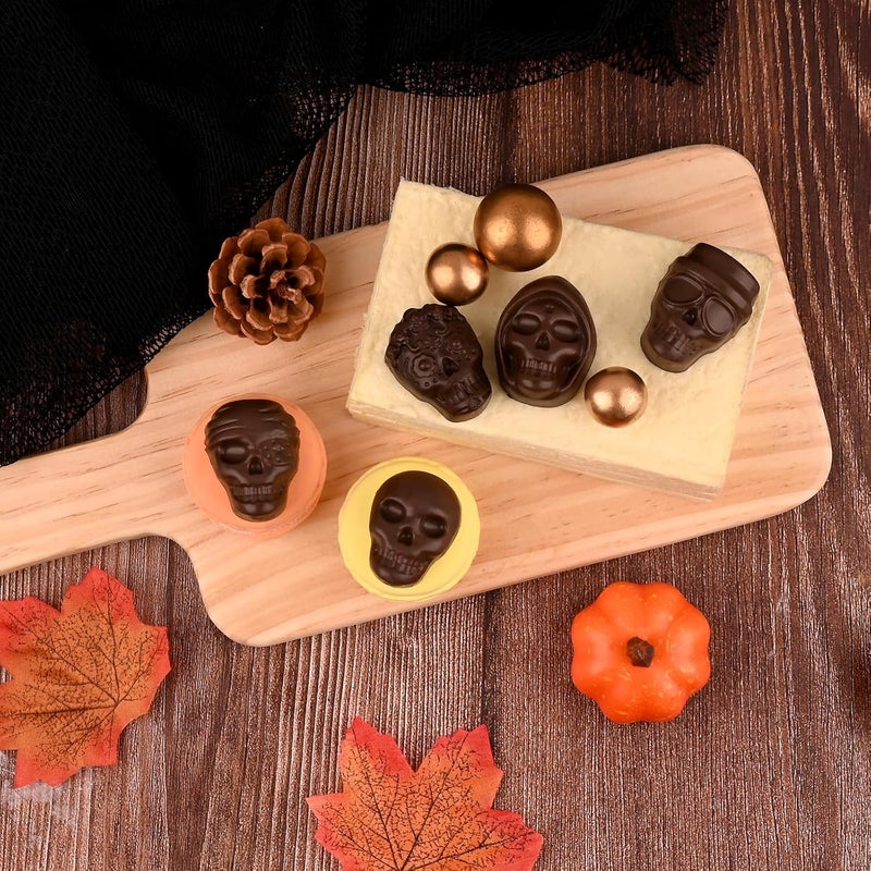 Actvty Skull Chocolate Molds, Halloween Chocolate Candy Molds, 2 Packs 10 Cavity Skull Silicone Molds with 5 Different Designs for Making Chocolate, Candy, Gummy, Jello, Cake Decor, Wax Melts - Image 5