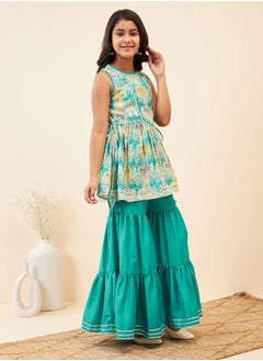Tie Dye Print Kurta & Tiered Sharara Set by Styli