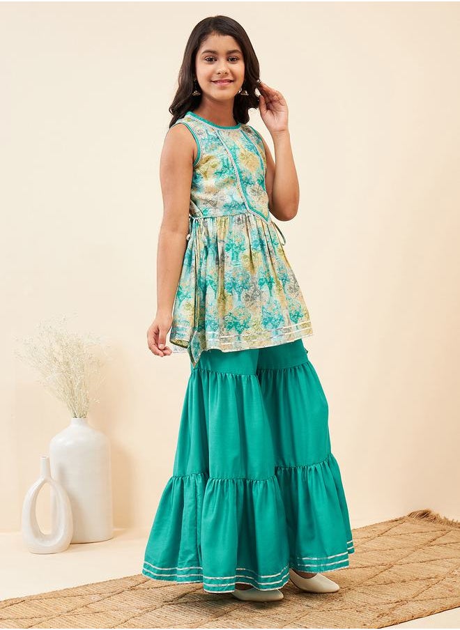 Stylo Bug - Tie Dye Print Kurta & Tiered Sharara Set by Styli - Image 1