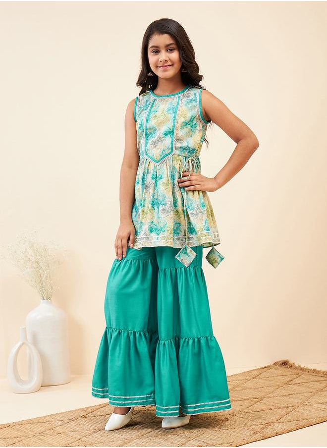 Stylo Bug - Tie Dye Print Kurta & Tiered Sharara Set by Styli - Image 1