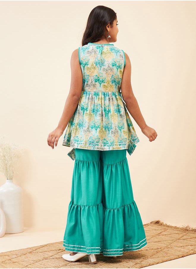 Stylo Bug - Tie Dye Print Kurta & Tiered Sharara Set by Styli - Image 1