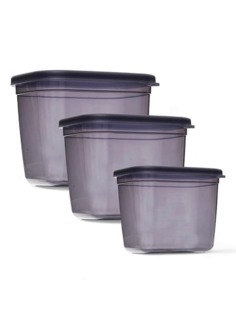 Food containers plastic set 3 pieces rectangular - transparent