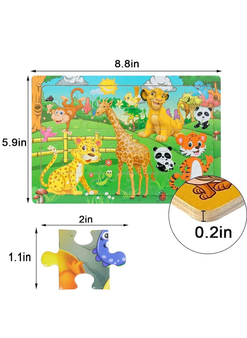 Wooden Jigsaw Puzzles for Kids Ages 3-5 Year Old, 6 Pack 30 Pieces Kids Puzzles Colorful Preschool Educational Learning Toys Present Set for Toddler Children Boys and Girls - Image 3
