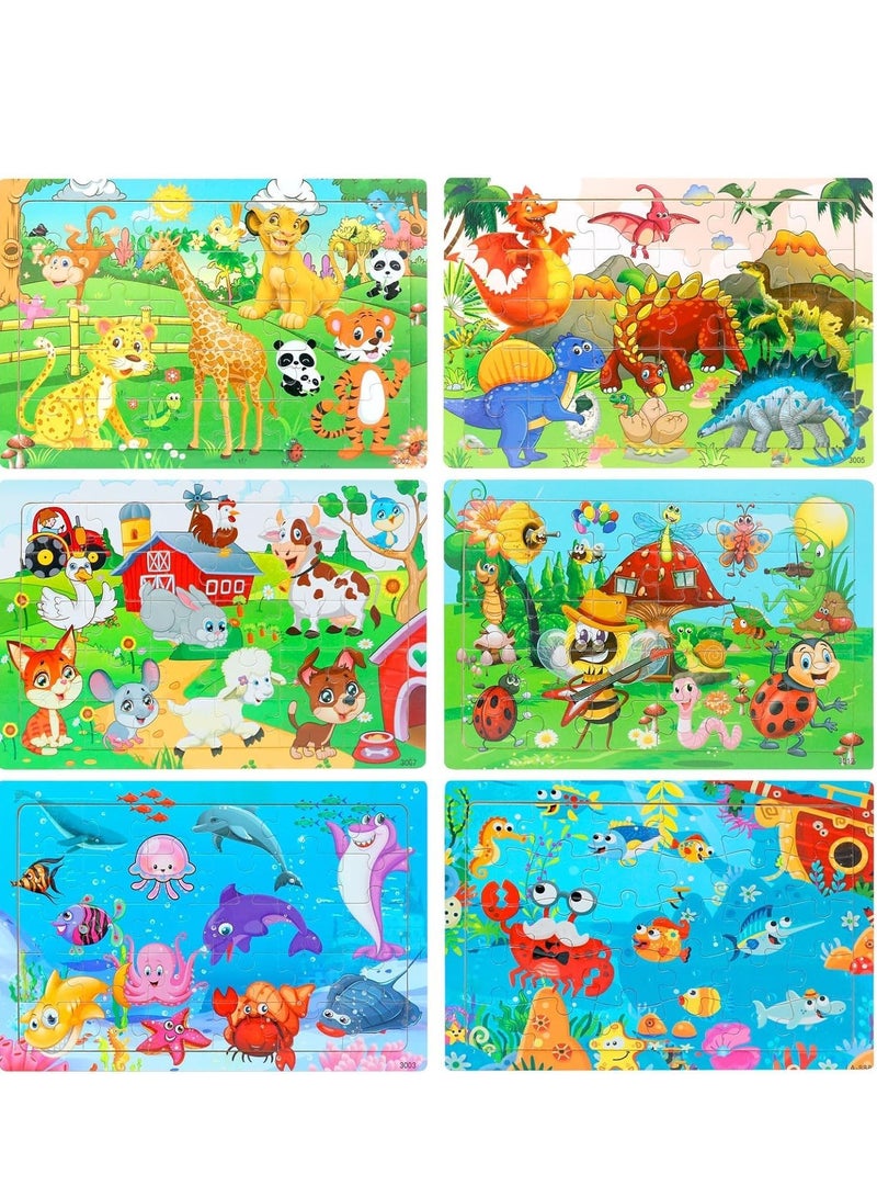 Wooden Jigsaw Puzzles for Kids Ages 3-5 Year Old, 6 Pack 30 Pieces Kids Puzzles Colorful Preschool Educational Learning Toys Present Set for Toddler Children Boys and Girls - Image 1