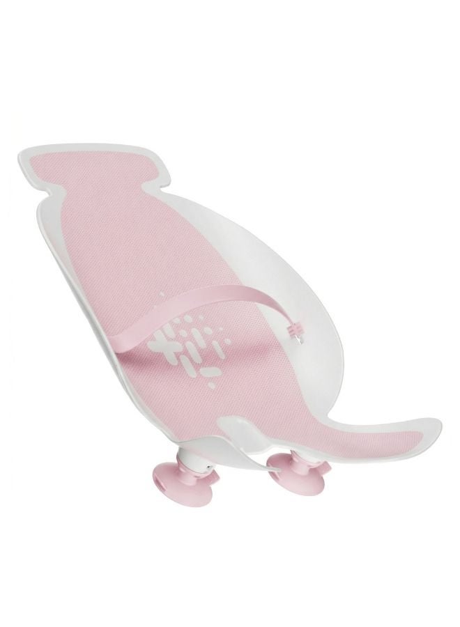 turtees Baby Turtees Basin Bath Tub, Pink and White, with Suction Cups, Mesh Seat Support - Image 1