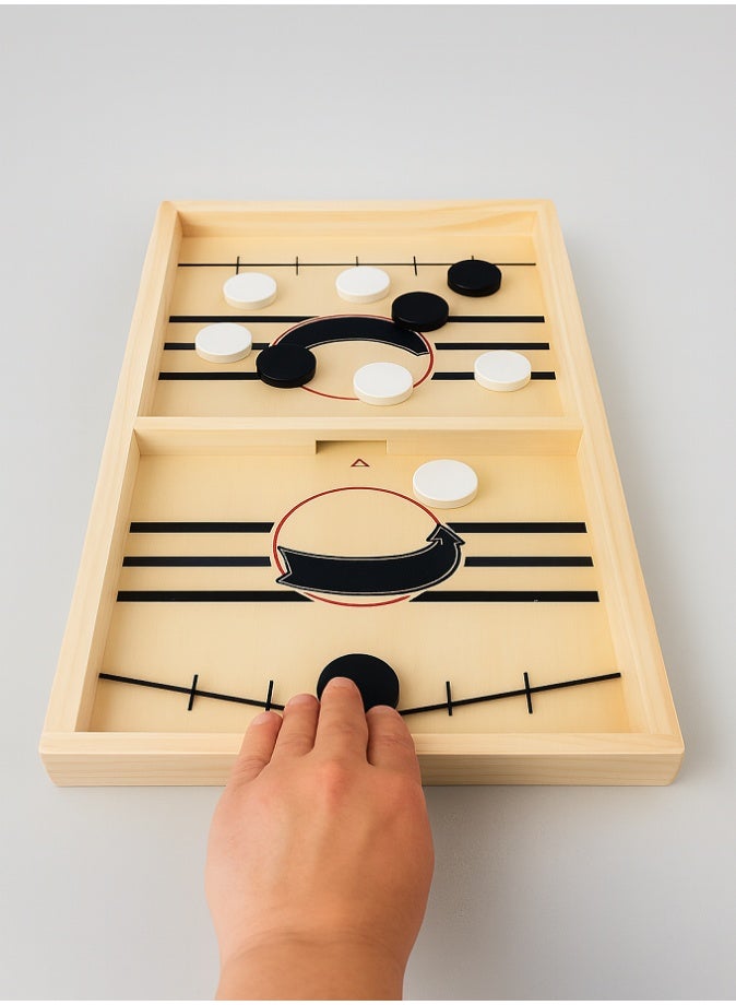 Fast Sling Puck Game, 2 in 1 Wooden Hockey Table, Foosball Winner, Slingshot Board Game for Kids & Adults, Rapid Sling Table Battle, Family Party Game - Image 1