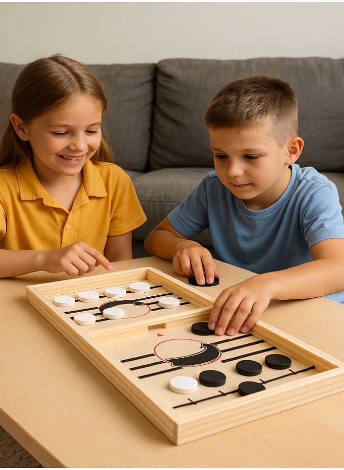 Fast Sling Puck Game, 2 in 1 Wooden Hockey Table, Foosball Winner, Slingshot Board Game for Kids & Adults, Rapid Sling Table Battle, Family Party Game - Image 2