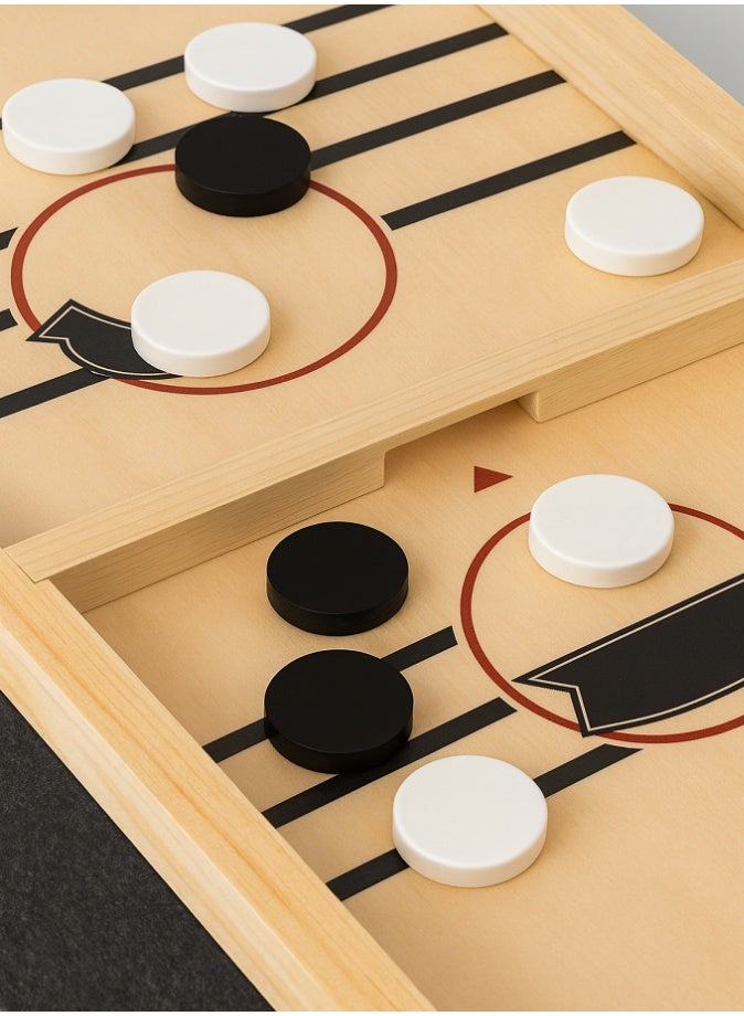 Fast Sling Puck Game, 2 in 1 Wooden Hockey Table, Foosball Winner, Slingshot Board Game for Kids & Adults, Rapid Sling Table Battle, Family Party Game - Image 3