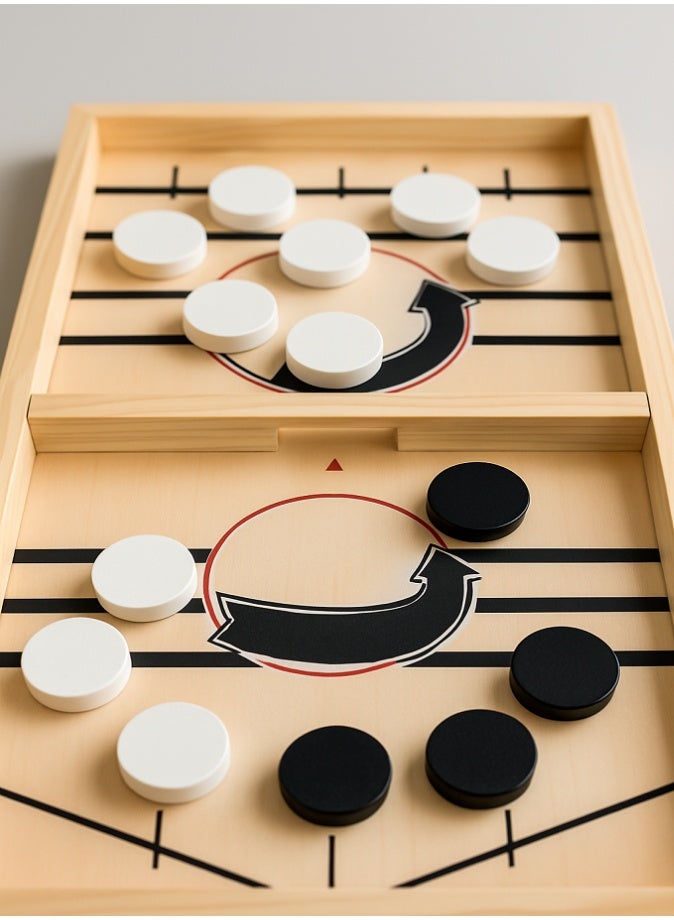Fast Sling Puck Game, 2 in 1 Wooden Hockey Table, Foosball Winner, Slingshot Board Game for Kids & Adults, Rapid Sling Table Battle, Family Party Game - Image 4