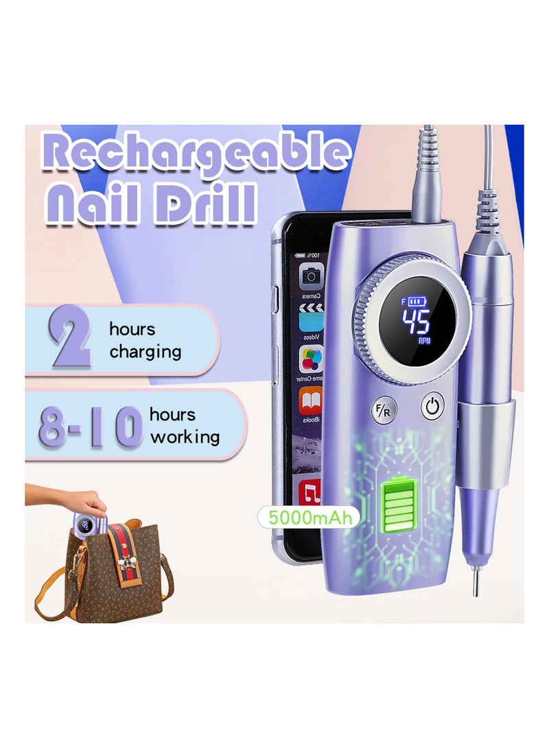 أسيف محمولة شحن البطارية ثقب الأظافر، آلة الأظافر المهنية 4500 Rpm، ملف إلكتروني لتنظيف الأظافر وتلميعها - Image 3