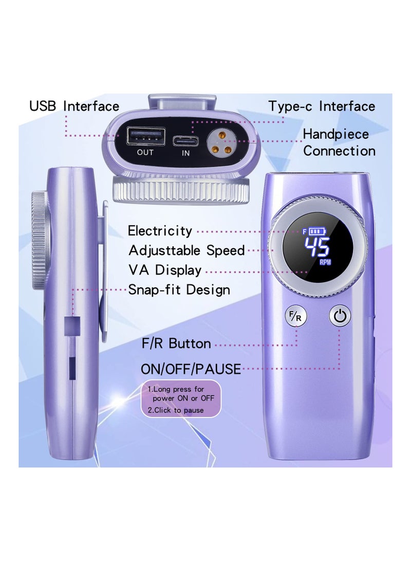 أسيف محمولة شحن البطارية ثقب الأظافر، آلة الأظافر المهنية 4500 Rpm، ملف إلكتروني لتنظيف الأظافر وتلميعها - Image 5