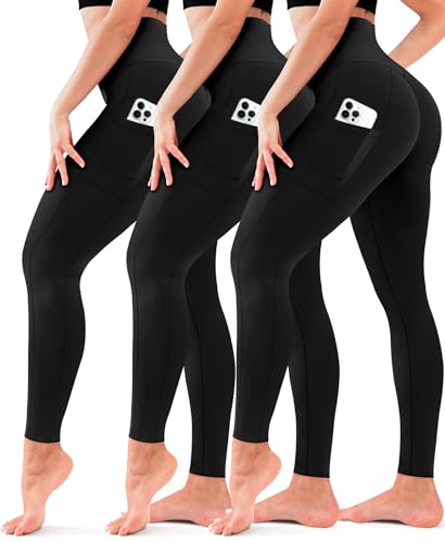 Laite Hebe 3 Pack Leggings for Women-No See-Through High Waisted Tummy Control Yoga Pants Workout Running Legging - Image 1