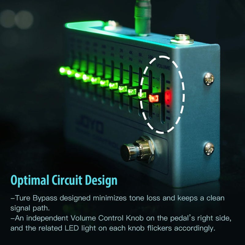 JOYO EQ Pedal 10 Band Equalizer (31.25Hz-16kHz) for Electric Guitar, Bass and Multi-string Guitars (R-12) - Image 3
