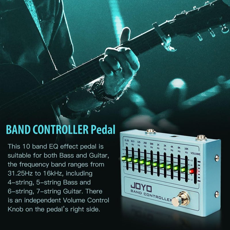 JOYO EQ Pedal 10 Band Equalizer (31.25Hz-16kHz) for Electric Guitar, Bass and Multi-string Guitars (R-12) - Image 2