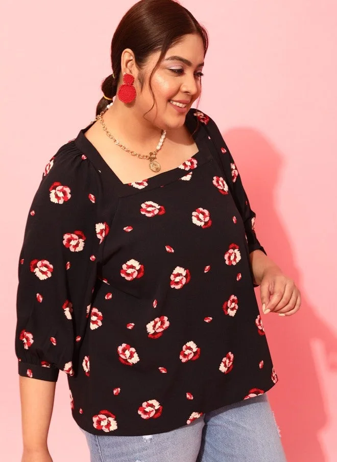 كيرفي ستريت Floral Printed Plus Size Top for Women
