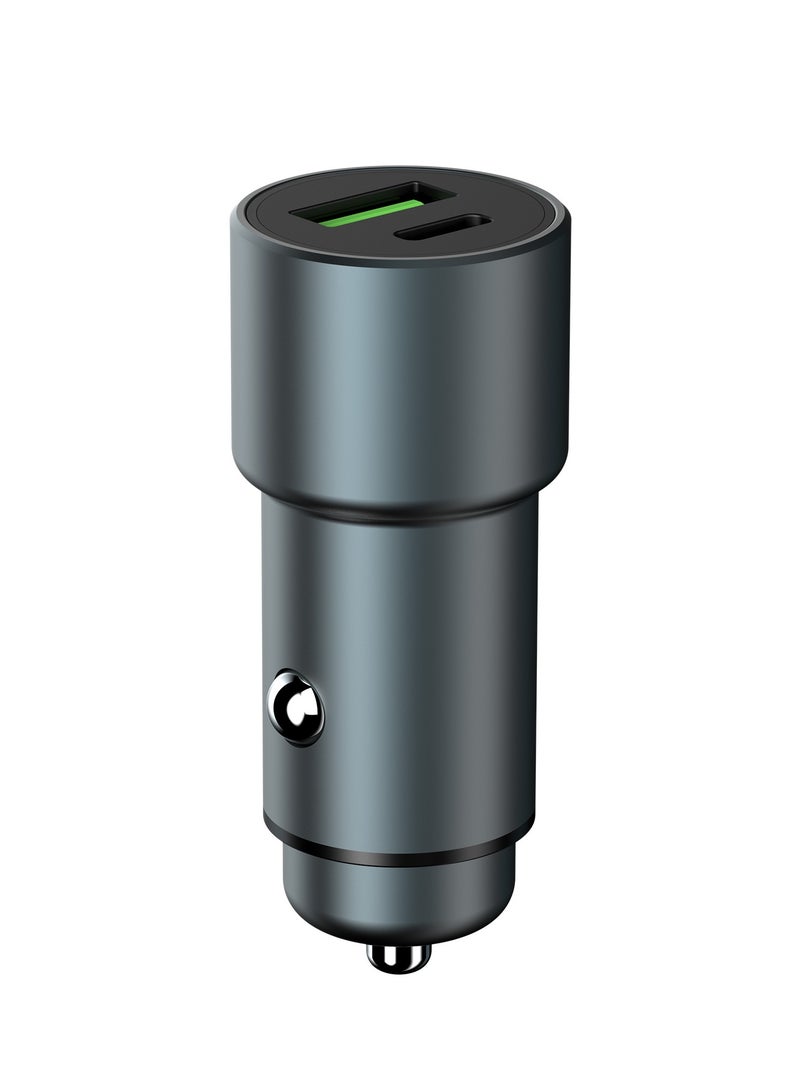 rsilou R4504-001 Aluminum Alloy Car Adapter Fast charger, PD, dual ports, USB-A and USB-C, 42.5W MAX Output, Quad protection over current, short circuit, over temperature, and over voltage  - Image 1