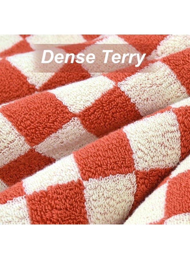 Jacquotha Ultra Soft Bath Towels 2 Pack - 520 GSM Cotton Highly Absorbent Checkered Towels Set for Bathroom Shower Pool Travel 55" x 28"(Coral) - Image 3