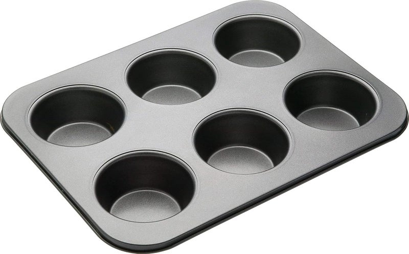 Zipron 6 Cavity Grid Mold Aluminum Tray Muffin Cup Cake Tray Baking in Microwave Oven Muffin Bread Cake Bakeware Reusable Tray Pan Mould for Deserts Pastries and Cookies NonStick - Image 1