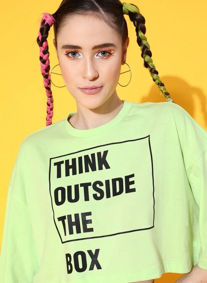 Green Boxy T-Shirt for Women