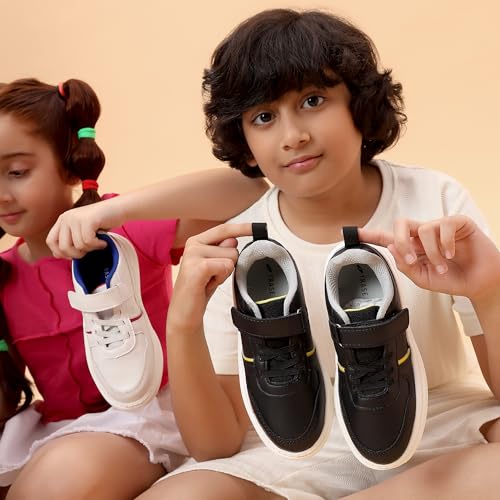 TRASE Kids Sneakers for Boys & Girls | Lace-Up Closure | Stylish, Lightweight & Comfortable Unisex Shoes for Outdoor, Casual (Black-Yellow, 13 UK) - Image 5