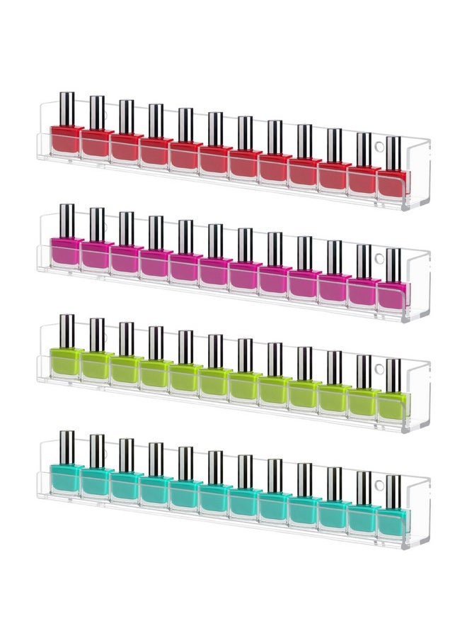 Cerpourt - Cerpourt 4 Pack Nail Polish Rack Wall Mounted Shelf, Clear Acrylic Nail Polish Organizer Display,Clear Nail Polish Wall Rack Nail Supplies for Nail Techs - Image 1