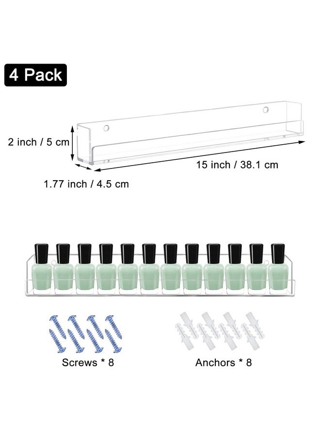 Cerpourt - Cerpourt 4 Pack Nail Polish Rack Wall Mounted Shelf, Clear Acrylic Nail Polish Organizer Display,Clear Nail Polish Wall Rack Nail Supplies for Nail Techs - Image 1