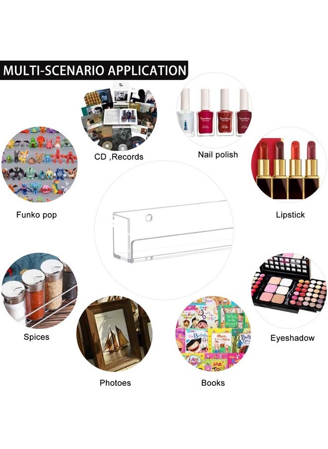 Cerpourt - Cerpourt 4 Pack Nail Polish Rack Wall Mounted Shelf, Clear Acrylic Nail Polish Organizer Display,Clear Nail Polish Wall Rack Nail Supplies for Nail Techs - Image 1