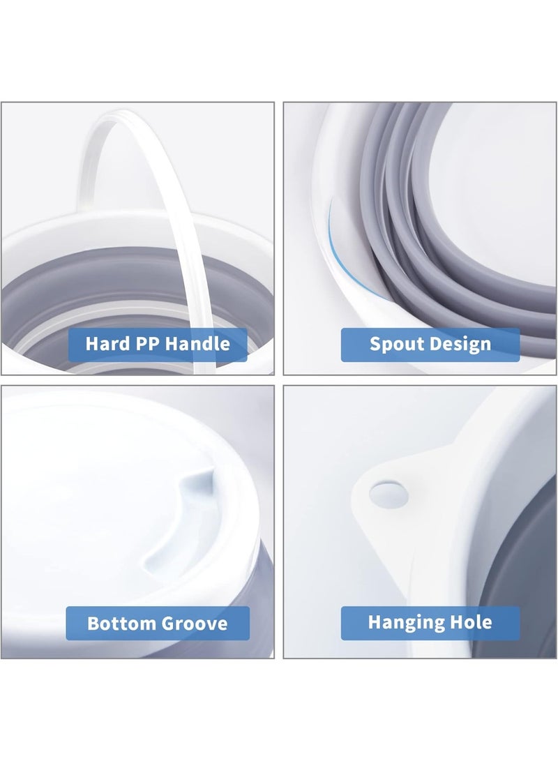 دلو بلاستيكي قابل للطي سعة 10 لتر، دلو محمول للتخييم في الهواء الطلق، والمشي لمسافات طويلة، وغسيل السيارات، وتنظيف الشاطئ والمنزل - Image 4