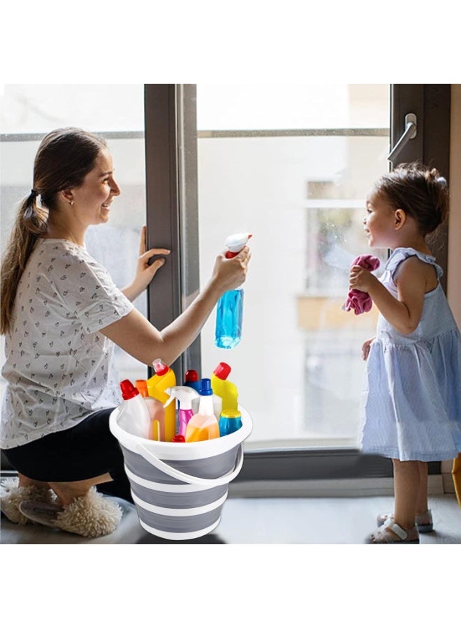 دلو بلاستيكي قابل للطي سعة 10 لتر، دلو محمول للتخييم في الهواء الطلق، والمشي لمسافات طويلة، وغسيل السيارات، وتنظيف الشاطئ والمنزل - Image 5