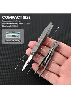 KASTWAVE Tweezers Multitool, Precision Tweezer with Pocket Knife, 2 in 1 Titanium Small Keychain Tweezers for Men, EDC Gadgets for Craft, Soldering, Medical, Jewelry, Lab Work, Gifts Tools for Men  - Image 2