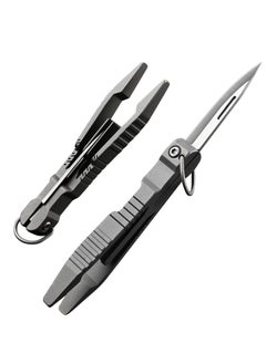 KASTWAVE Tweezers Multitool, Precision Tweezer with Pocket Knife, 2 in 1 Titanium Small Keychain Tweezers for Men, EDC Gadgets for Craft, Soldering, Medical, Jewelry, Lab Work, Gifts Tools for Men  - Image 1
