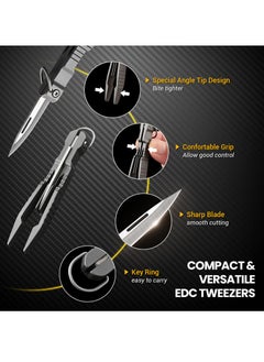 KASTWAVE Tweezers Multitool, Precision Tweezer with Pocket Knife, 2 in 1 Titanium Small Keychain Tweezers for Men, EDC Gadgets for Craft, Soldering, Medical, Jewelry, Lab Work, Gifts Tools for Men  - Image 3