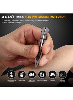 KASTWAVE Tweezers Multitool, Precision Tweezer with Pocket Knife, 2 in 1 Titanium Small Keychain Tweezers for Men, EDC Gadgets for Craft, Soldering, Medical, Jewelry, Lab Work, Gifts Tools for Men  - Image 4