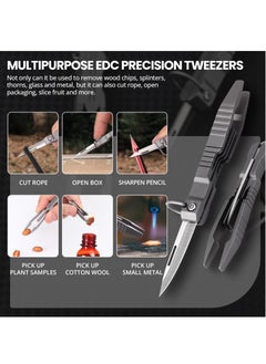 KASTWAVE Tweezers Multitool, Precision Tweezer with Pocket Knife, 2 in 1 Titanium Small Keychain Tweezers for Men, EDC Gadgets for Craft, Soldering, Medical, Jewelry, Lab Work, Gifts Tools for Men  - Image 5