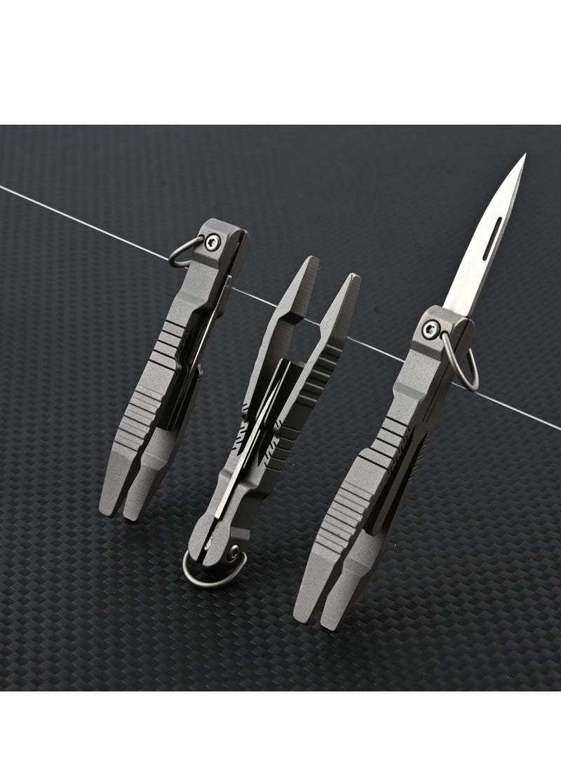 KASTWAVE - Tweezers Multitool, Precision Tweezer with Pocket Knife, 2 in 1 Titanium Small Keychain Tweezers for Men, EDC Gadgets for Craft, Soldering, Medical, Jewelry, Lab Work, Gifts Tools for Men - Image 1