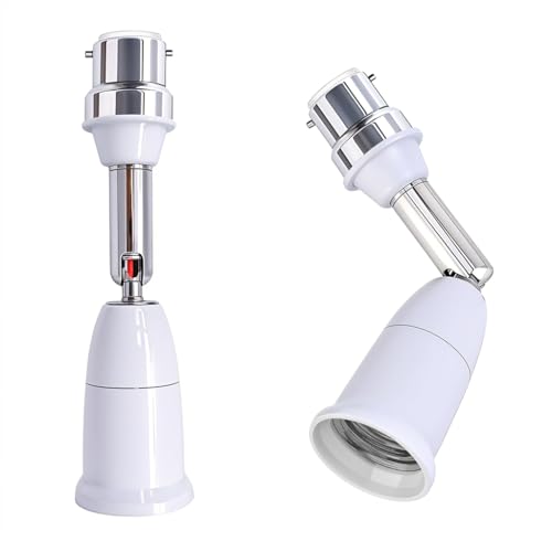 ELEPHANTBOAT® 2 Pcs B22 to E27 Light Socket Converter Extender, Flexible 360° Rotatable Adapter for B22 to E27 Bulb, Bulb Lamp Holder Extender Holder Socket Fit for LED, CFL - Image 1