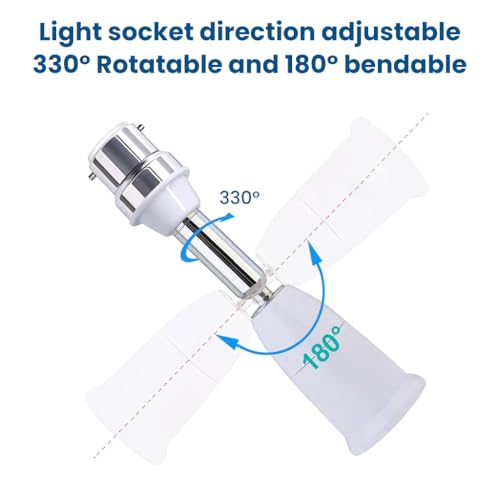 ELEPHANTBOAT® 2 Pcs B22 to E27 Light Socket Converter Extender, Flexible 360° Rotatable Adapter for B22 to E27 Bulb, Bulb Lamp Holder Extender Holder Socket Fit for LED, CFL - Image 3