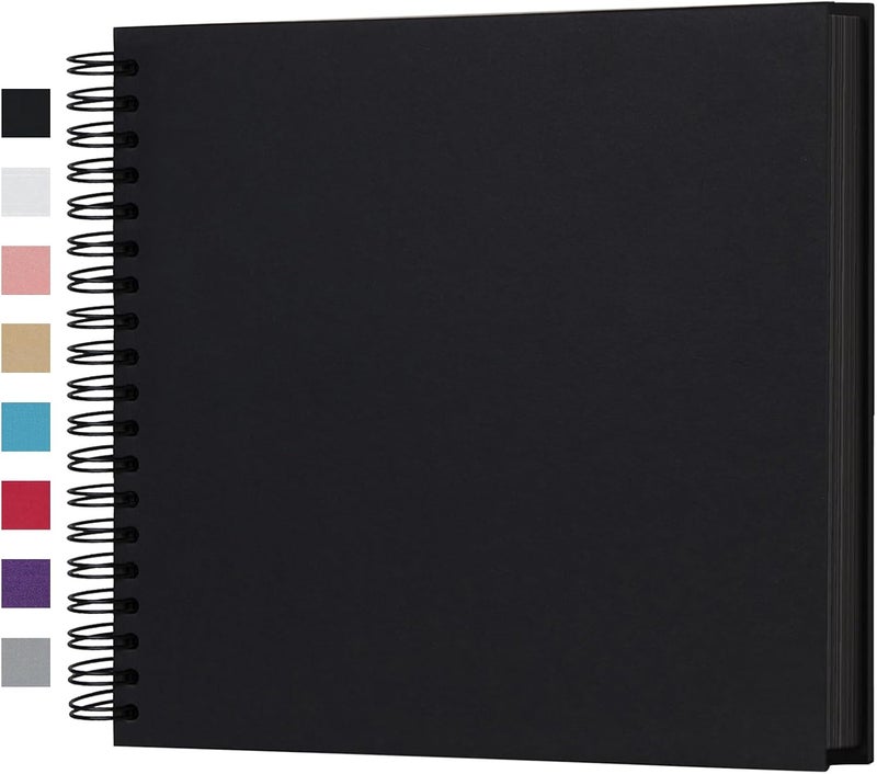 Potricher 10 x 10 Inch DIY Scrapbook Photo Album - 80 Pages Thick Kraft Blank Black Paper Memory Book for Weddings and Anniversaries - Image 1