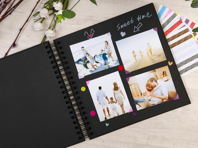 Potricher 10 x 10 Inch DIY Scrapbook Photo Album - 80 Pages Thick Kraft Blank Black Paper Memory Book for Weddings and Anniversaries - Image 3