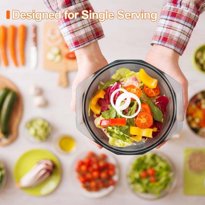 TIPTAP Mini Casserole Dish, Baking Dish with Lid, Oven Safe, Microwave Safe, Fridge Safe, Round Glass Cookware with Handles, Bowls for Kitchenï¼ˆ33.08oz/1Lï¼‰ - Image 3