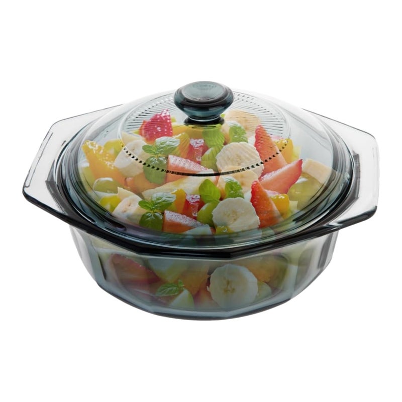 TIPTAP Mini Casserole Dish, Baking Dish with Lid, Oven Safe, Microwave Safe, Fridge Safe, Round Glass Cookware with Handles, Bowls for Kitchenï¼ˆ33.08oz/1Lï¼‰ - Image 1